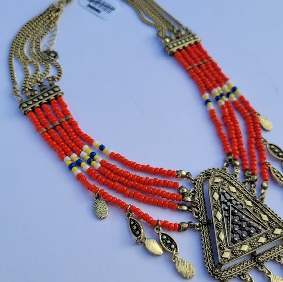 NWT Dollyland Bohemian Beaded Choker - Red - Picture 6 of 7